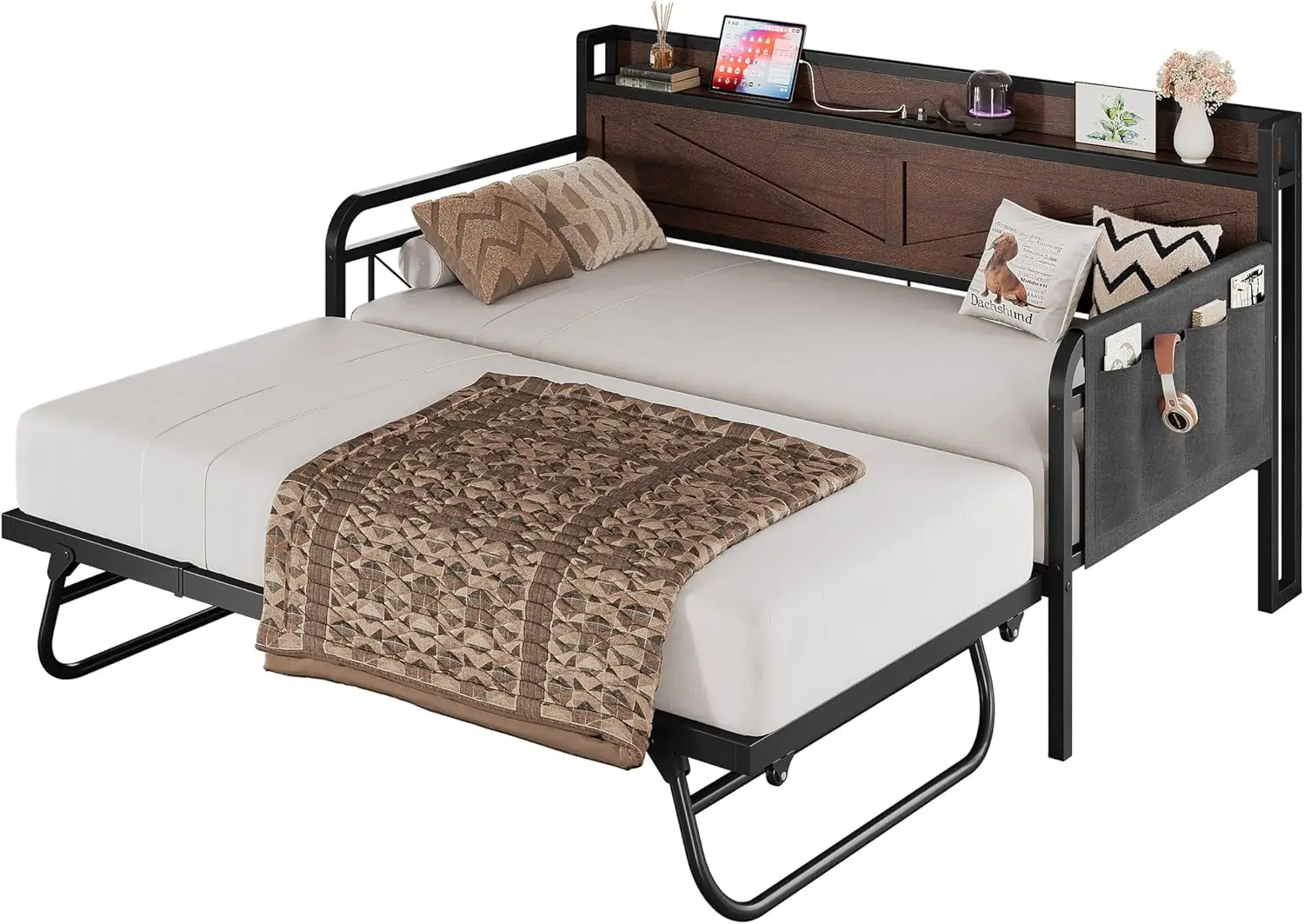 Twin Daybed with Trundle Bed, Storage Headboard with Charging Station, Sofa Day Bed with Strong Supports for Living Room, Bedroo
Twin Daybed with Trundle Bed, Storage Headboard with Charging Station, Sofa Day Bed with Strong Supports for Living Room, Bedroo