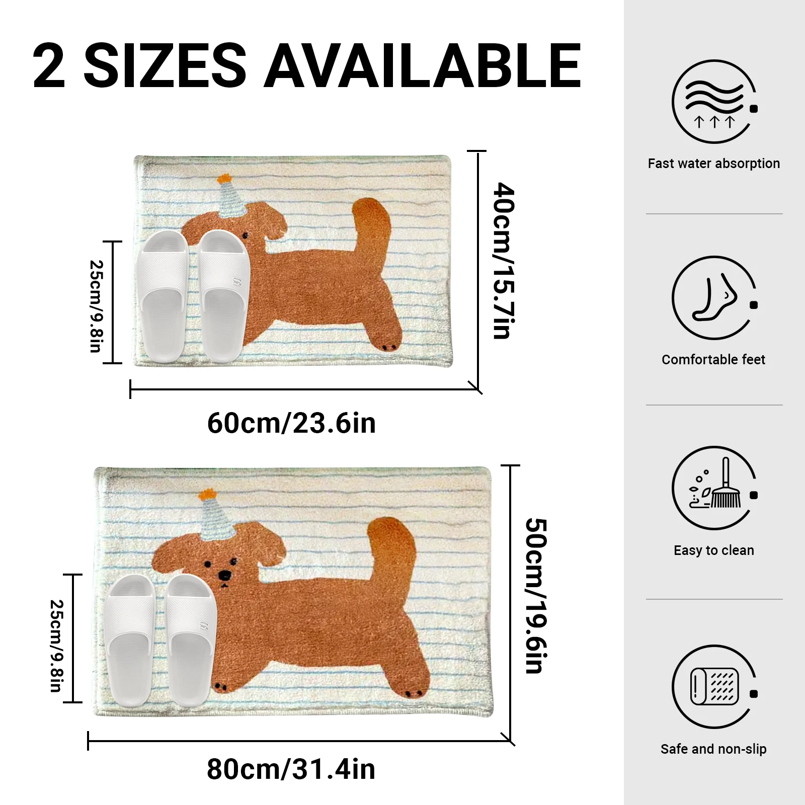 Striped puppy printed short fleece bathroom mat, cute style door mat, indoor small carpet
Striped puppy printed short fleece bathroom mat, cute style door mat, indoor small carpet