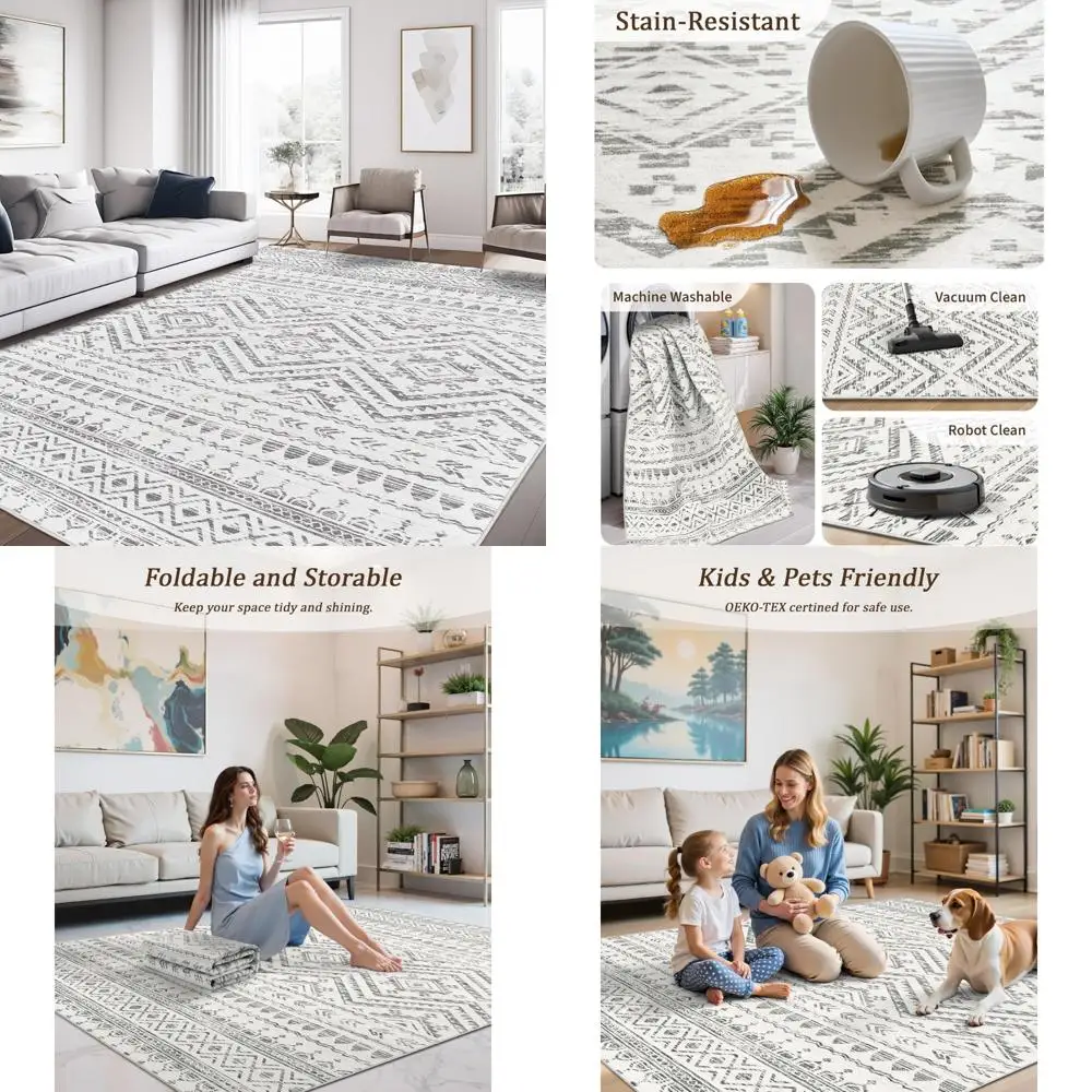 Large Foldable Moroccan-Style Living Room Rug, Washable and Non-Slip, Ideal for Dining Areas
Large Foldable Moroccan-Style Living Room Rug, Washable and Non-Slip, Ideal for Dining Areas