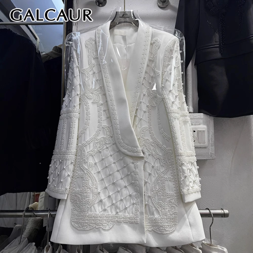 GALCAUR Solid Slimming Spliced Bead Blazer for Women Lapel Long Sleeves Patchwork Single Botton Fashion Coat Female Clothing New
GALCAUR Solid Slimming Spliced Bead Blazer for Women Lapel Long Sleeves Patchwork Single Botton Fashion Coat Female Clothing New