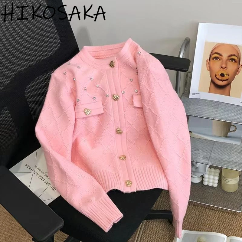 Small Fragrance Style Elegant Pink Cardigan Coat Diamonds Beading Single Breasted Long Sleeve Sweaters Korean Chic Jumpers
Small Fragrance Style Elegant Pink Cardigan Coat Diamonds Beading Single Breasted Long Sleeve Sweaters Korean Chic Jumpers