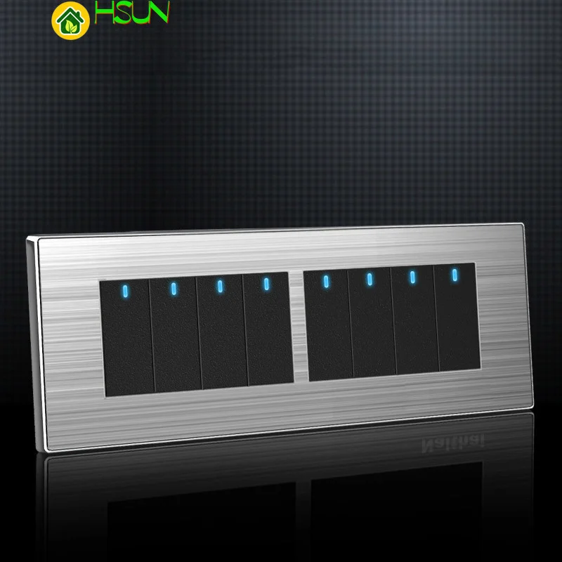 118 type LED random point switch Household stainless steel brushed panel 1/2/3/4/5/6/7/8 Gang 2 Way switch
118 type LED random point switch Household stainless steel brushed panel 1/2/3/4/5/6/7/8 Gang 2 Way switch