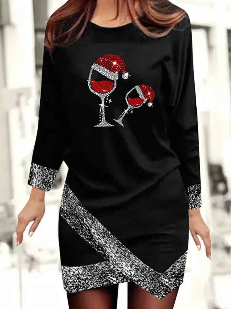 Christmas Printing Lady Round Neck Party Dress Elegant Women Long Sleeve Casual Dress Patchwork Split Fork Autumn Winter Dress
Christmas Printing Lady Round Neck Party Dress Elegant Women Long Sleeve Casual Dress Patchwork Split Fork Autumn Winter Dress