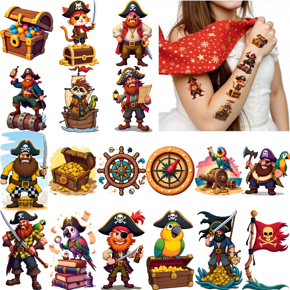 63pcs Temporary Tattoo Pirate Stickers Temporary Tattoo Stickers Pirate Tattoos Waterproof Long-lasting Body Stickers For Men
63pcs Temporary Tattoo Pirate Stickers Temporary Tattoo Stickers Pirate Tattoos Waterproof Long-lasting Body Stickers For Men