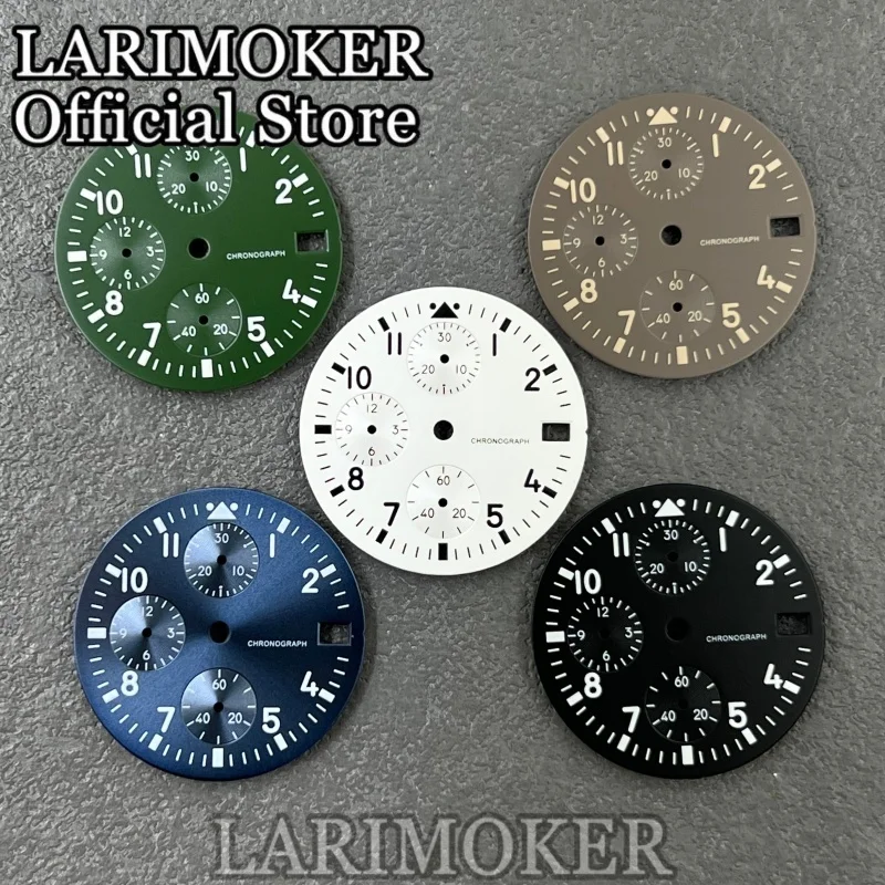 LARIMOKER30mm pilot watch dial date window green luminescence fits VK63 movement chronograph watch dial Modification Accessories
LARIMOKER30mm pilot watch dial date window green luminescence fits VK63 movement chronograph watch dial Modification Accessories