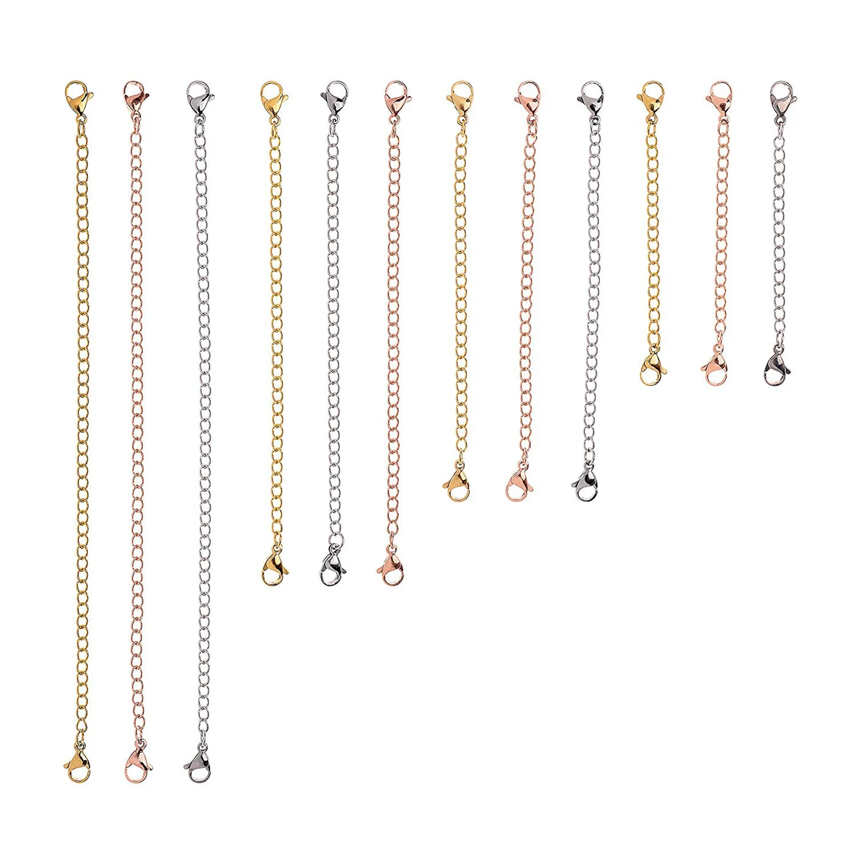 12 Pcs Stainless Steel Necklace Extender Bracelet Extender Extender Chain Set 4 Different Length: 6 Inch 4 Inch 3 Inch 2 Inch
12 Pcs Stainless Steel Necklace Extender Bracelet Extender Extender Chain Set 4 Different Length: 6 Inch 4 Inch 3 Inch 2 Inch