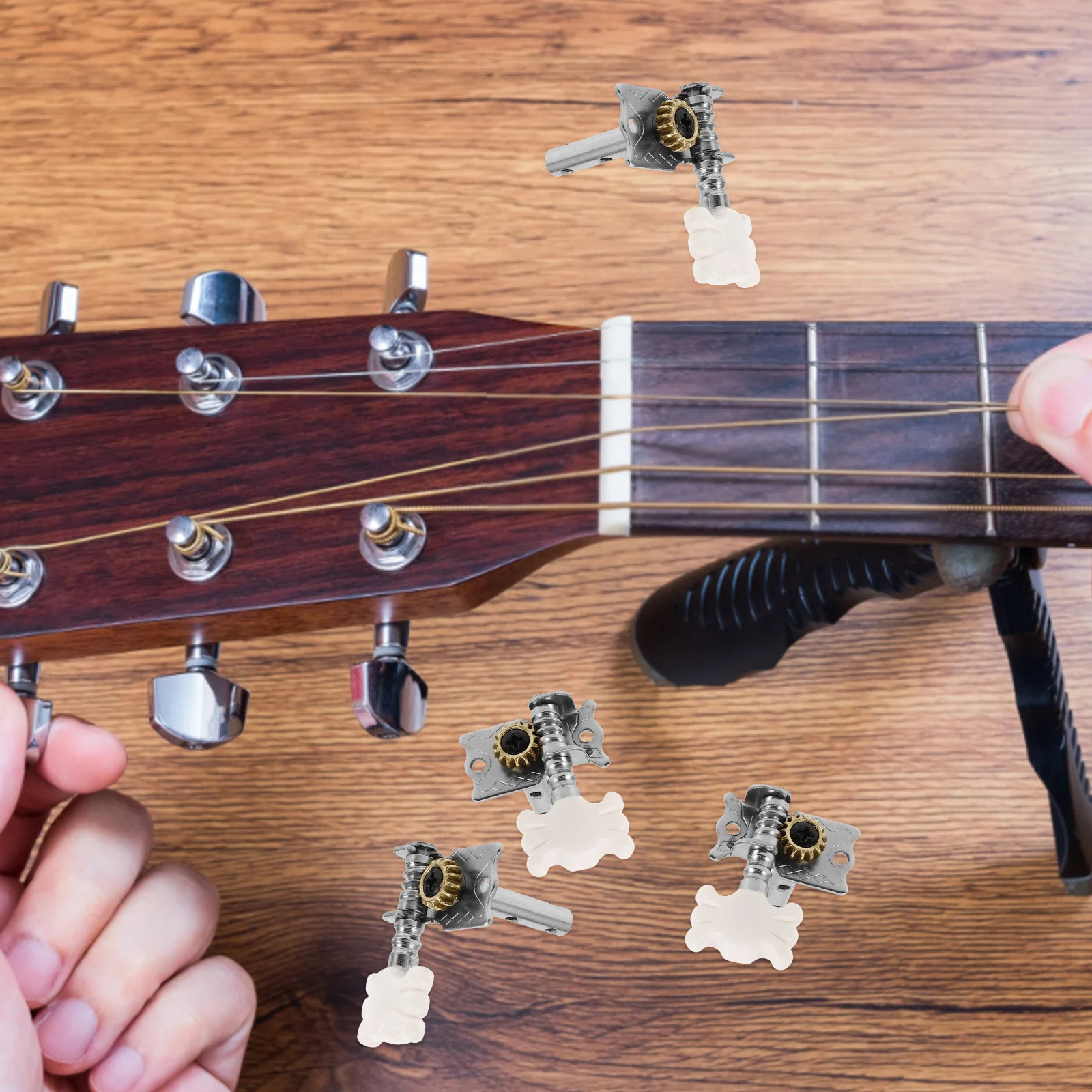 6pcs Guitar Tuning Pegs Silver Vintage Acoustic Classical Machine Heads High Precision Tuners For Ukulele Folk Guitar 
6pcs Guitar Tuning Pegs Silver Vintage Acoustic Classical Machine Heads High Precision Tuners For Ukulele Folk Guitar