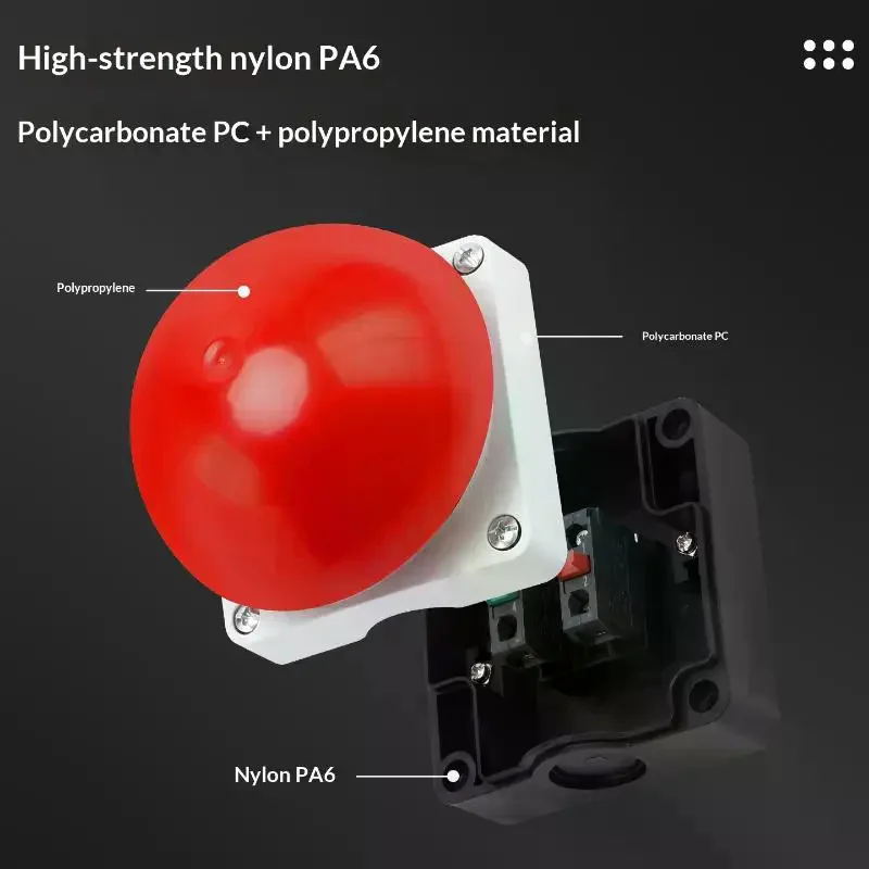 IP65 Waterproof Emergency Stop Push Button Switch Mushroom Head Self Locking Reset 1NO Foot Hand Control For Industrial Safety
IP65 Waterproof Emergency Stop Push Button Switch Mushroom Head Self Locking Reset 1NO Foot Hand Control For Industrial Safety