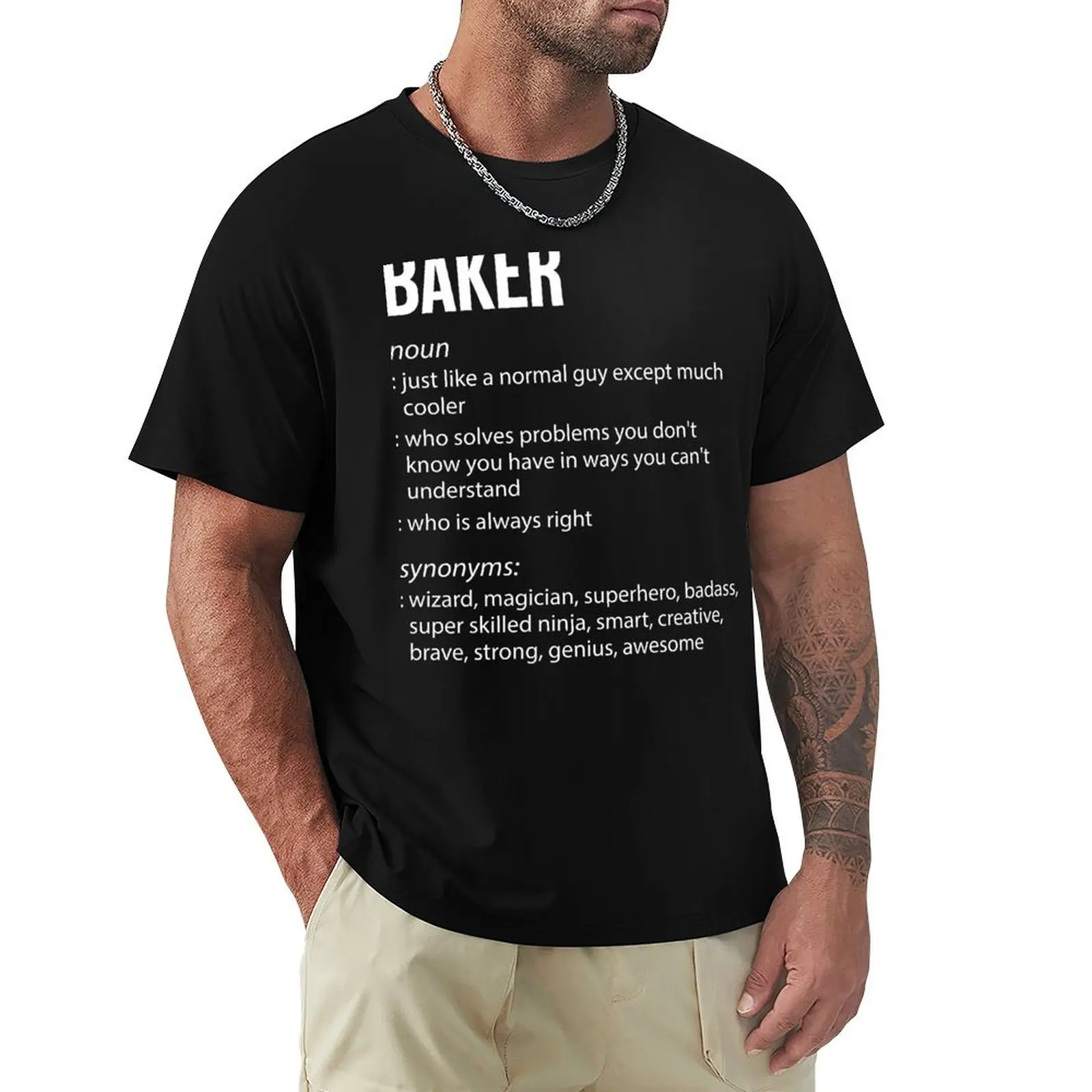 Baker Definition Noun T-Shirt cotton graphic tees blanks blacks plain white t shirts men
Baker Definition Noun T-Shirt cotton graphic tees blanks blacks plain white t shirts men
