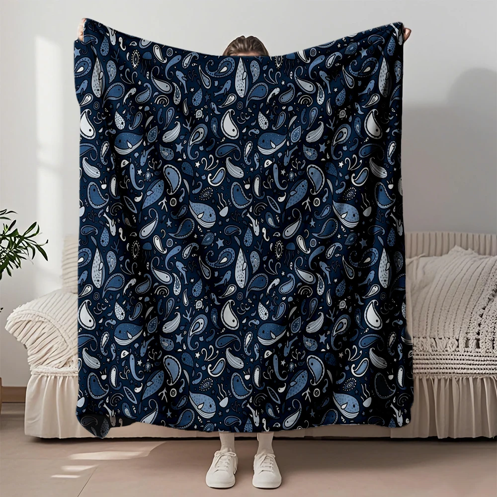 Selected Flannel Cozy Blanket Blue Monotone Paisley Ocean Scandinavian Design Bedsheet Travel Blanket With No-shedding
Selected Flannel Cozy Blanket Blue Monotone Paisley Ocean Scandinavian Design Bedsheet Travel Blanket With No-shedding