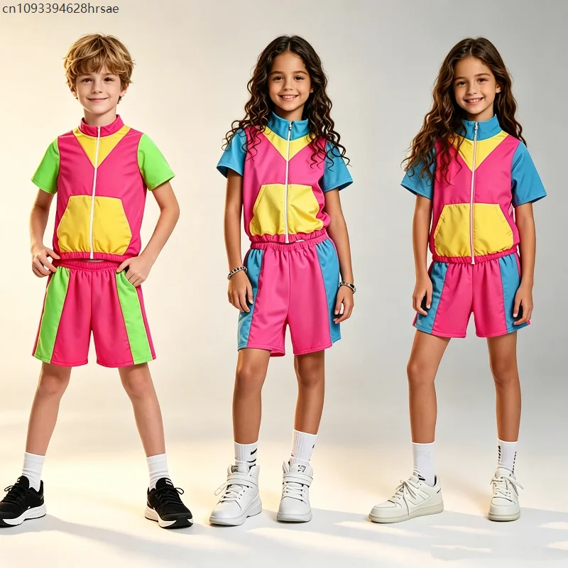 Color Blocking Enfant Disco Cosplay Costume Retro 90s Hip Hop Street Dance Stage Suit Short-Sleeve Elastic Shorts Sportswear
Color Blocking Enfant Disco Cosplay Costume Retro 90s Hip Hop Street Dance Stage Suit Short-Sleeve Elastic Shorts Sportswear