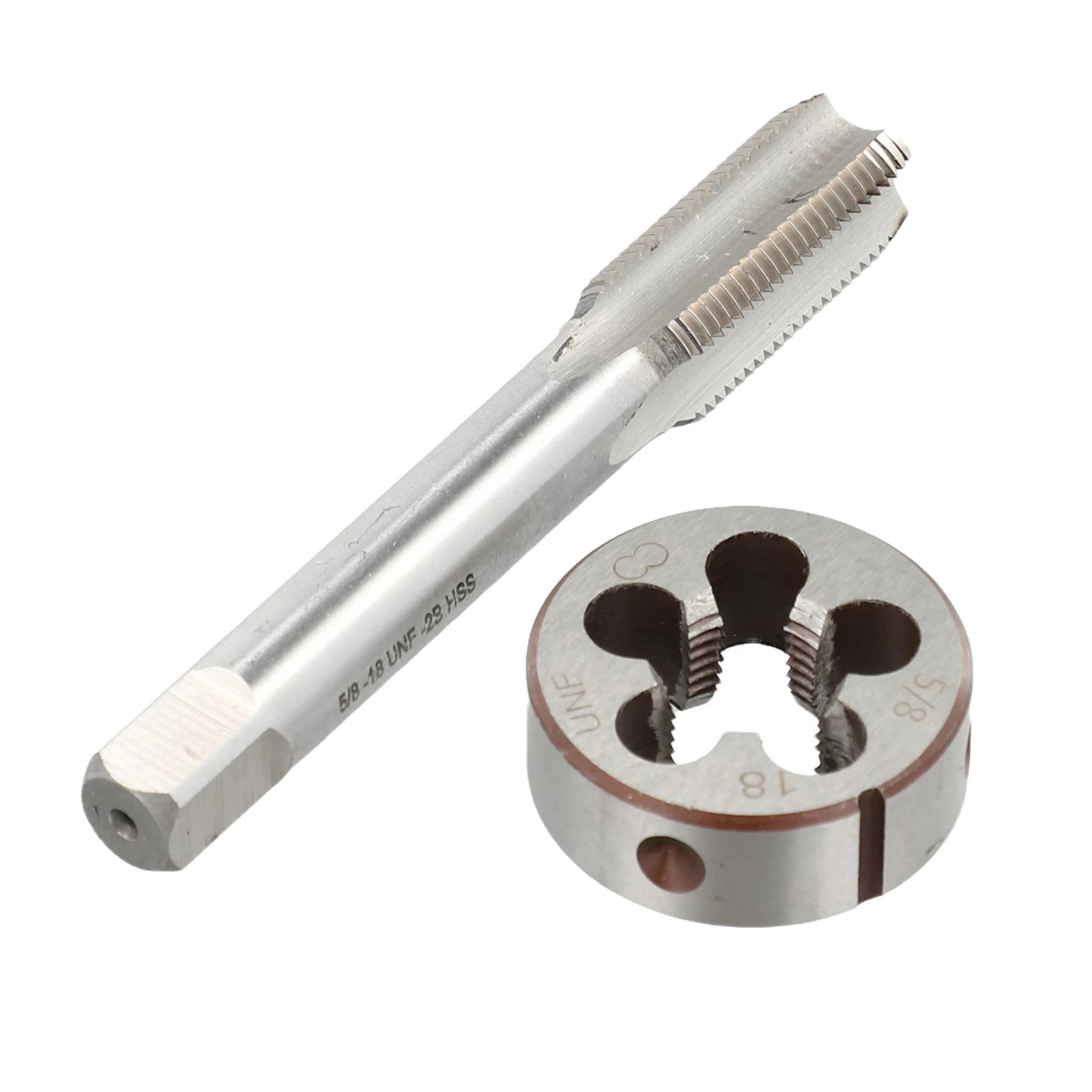 Sleek Design of HSS Threading Tools for Right Hand Use Featuring a Tapping Tool & Matching Die Size 5/8 18 UNF
Sleek Design of HSS Threading Tools for Right Hand Use Featuring a Tapping Tool & Matching Die Size 5/8 18 UNF