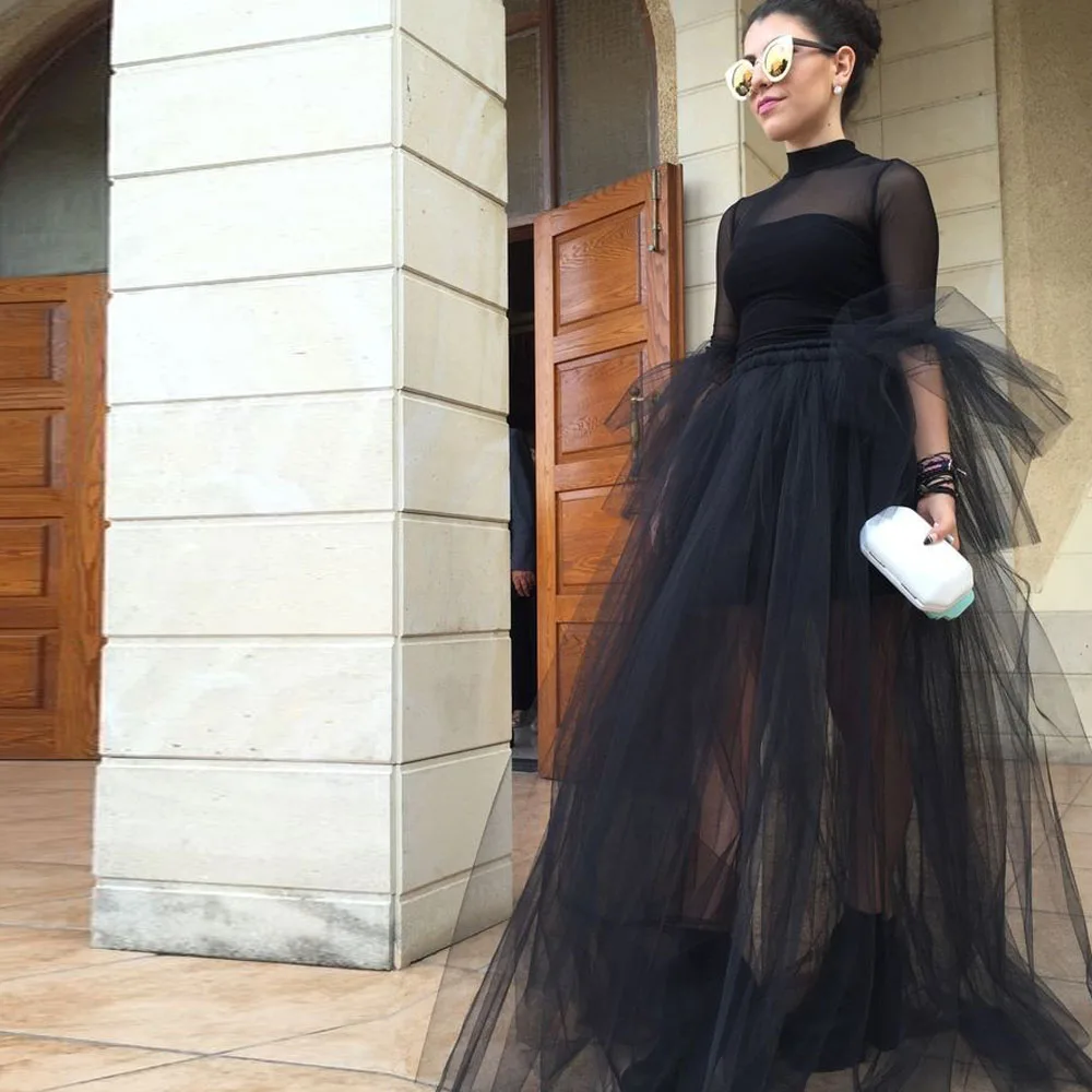High Street Black Semi See Thru Long Tulle Women Skirts A-line Draped Tutu Tulle Maxi Skirt With Stretchy Waistband
High Street Black Semi See Thru Long Tulle Women Skirts A-line Draped Tutu Tulle Maxi Skirt With Stretchy Waistband