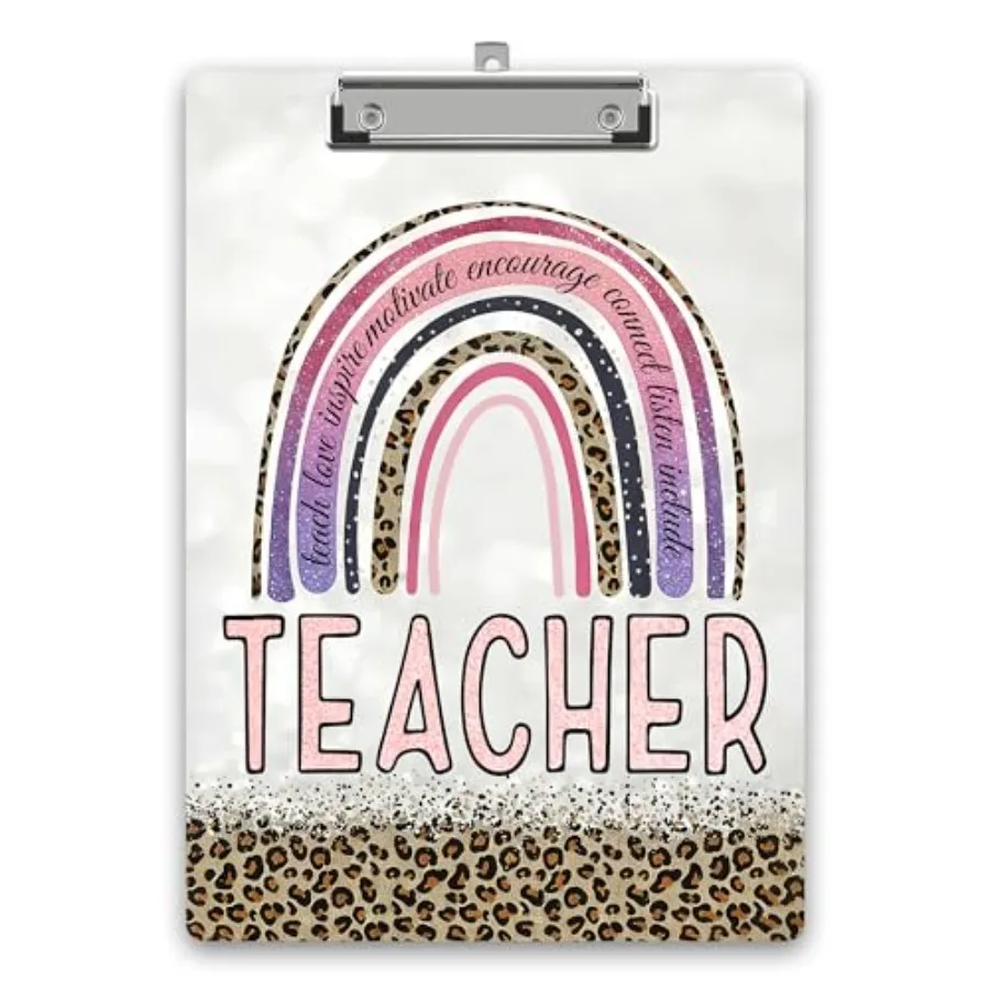 Teacher Wooden Clipboard, Leopard Rainbow Clipboard with Metal Clip Double-Sided Print, Cute Office Supplies, for Office School
Teacher Wooden Clipboard, Leopard Rainbow Clipboard with Metal Clip Double-Sided Print, Cute Office Supplies, for Office School