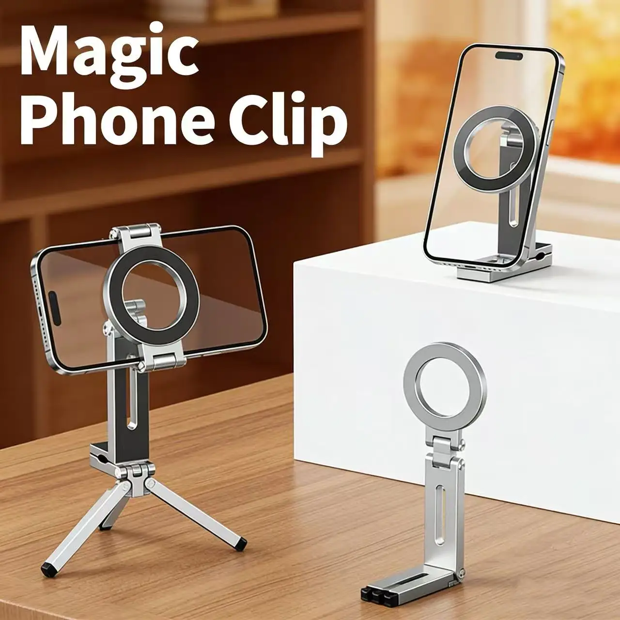 Foldable Magnetic Phone Holder for Travel Airplane Train High-Speed Rail Magsafe Compatible Tripod Stand
Foldable Magnetic Phone Holder for Travel Airplane Train High-Speed Rail Magsafe Compatible Tripod Stand