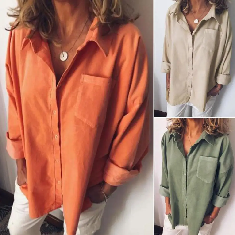 Women Long-sleeve Shirt Lapel Long Sleeve Women's Shirt with Single Breasted Design Solid Color Casual Top with for Spring
Women Long-sleeve Shirt Lapel Long Sleeve Women's Shirt with Single Breasted Design Solid Color Casual Top with for Spring