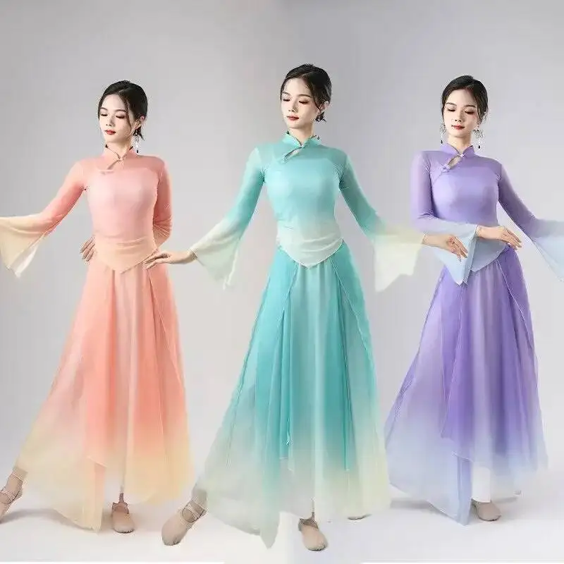 Elegant Practice Clothes Classical Dance Body Rhythm Elastic Mesh Gradient Yarn Clothes Chinese traditional Dance
Elegant Practice Clothes Classical Dance Body Rhythm Elastic Mesh Gradient Yarn Clothes Chinese traditional Dance