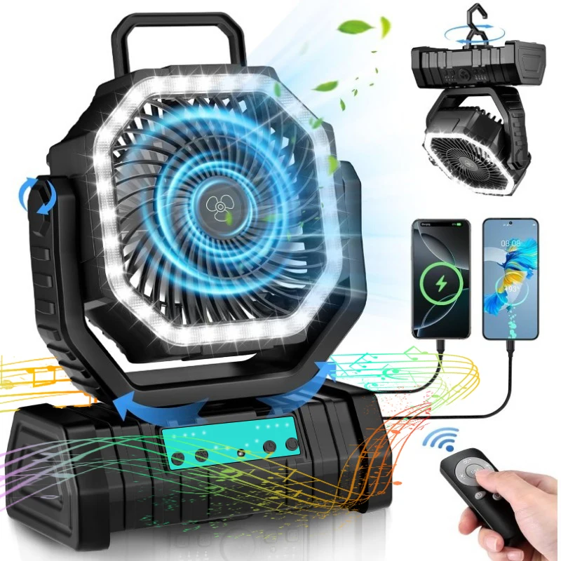 20000mAh Battery Camping Fan With 4 LED Lantern 4 Speeds Desk Fan Portable Outdoor Fan for Outdoor Camping Tent and Fishing
20000mAh Battery Camping Fan With 4 LED Lantern 4 Speeds Desk Fan Portable Outdoor Fan for Outdoor Camping Tent and Fishing