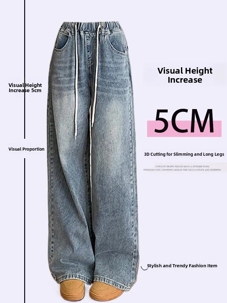Plus Size High Waist Wide Leg Vintage Distred Dstring Women's Jeans plus Size Straight Cut Slimming Trousers Casual Cotton Blend
Plus Size High Waist Wide Leg Vintage Distred Dstring Women's Jeans plus Size Straight Cut Slimming Trousers Casual Cotton Blend