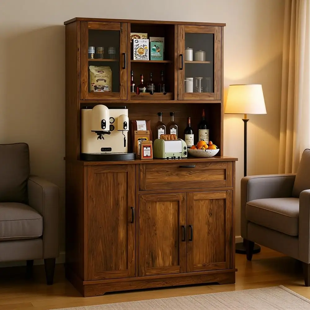 Tall Pantry Cabinet with Acrylic Door, Large Storage Hutch for Kitchen or Dining Room, Wooden Pantry Organizer, Microwave Stand,
Tall Pantry Cabinet with Acrylic Door, Large Storage Hutch for Kitchen or Dining Room, Wooden Pantry Organizer, Microwave Stand,