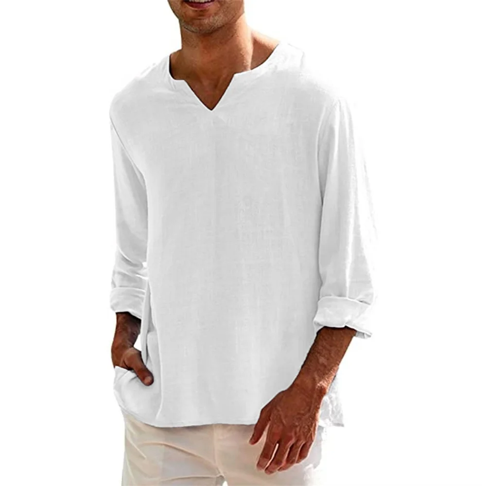 Cotton Linen Long Sleeve T-shirt for Men Spring Autumn New Breathable Solid Color Casaul Tops V-neck Basic Style Tees
Cotton Linen Long Sleeve T-shirt for Men Spring Autumn New Breathable Solid Color Casaul Tops V-neck Basic Style Tees