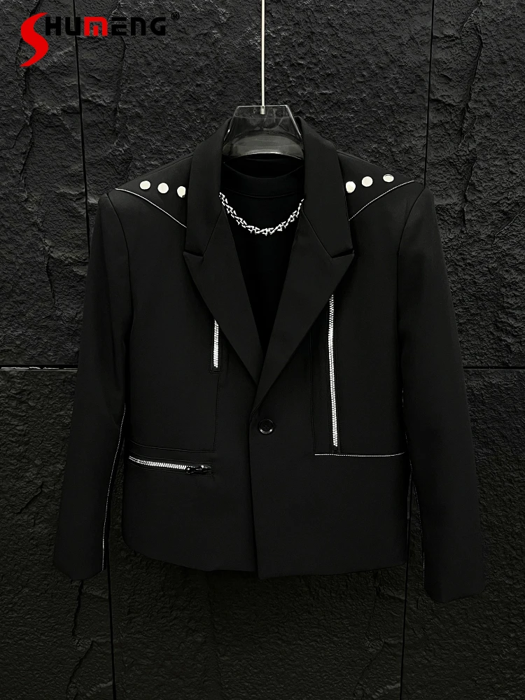 Fashion Zipper Decoration Suit Jackets Men 2025 Spring Autumn New Stylish Comfort Tailored Coats Chic Padded Shoulder Blazers
Fashion Zipper Decoration Suit Jackets Men 2025 Spring Autumn New Stylish Comfort Tailored Coats Chic Padded Shoulder Blazers