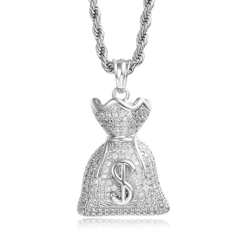 Hip Hop Micro Paved AAA Cubic Zirconia Iced Out Bling US Dollar Money Bag Pendants Necklace for Men Rapper Jewelry
Hip Hop Micro Paved AAA Cubic Zirconia Iced Out Bling US Dollar Money Bag Pendants Necklace for Men Rapper Jewelry