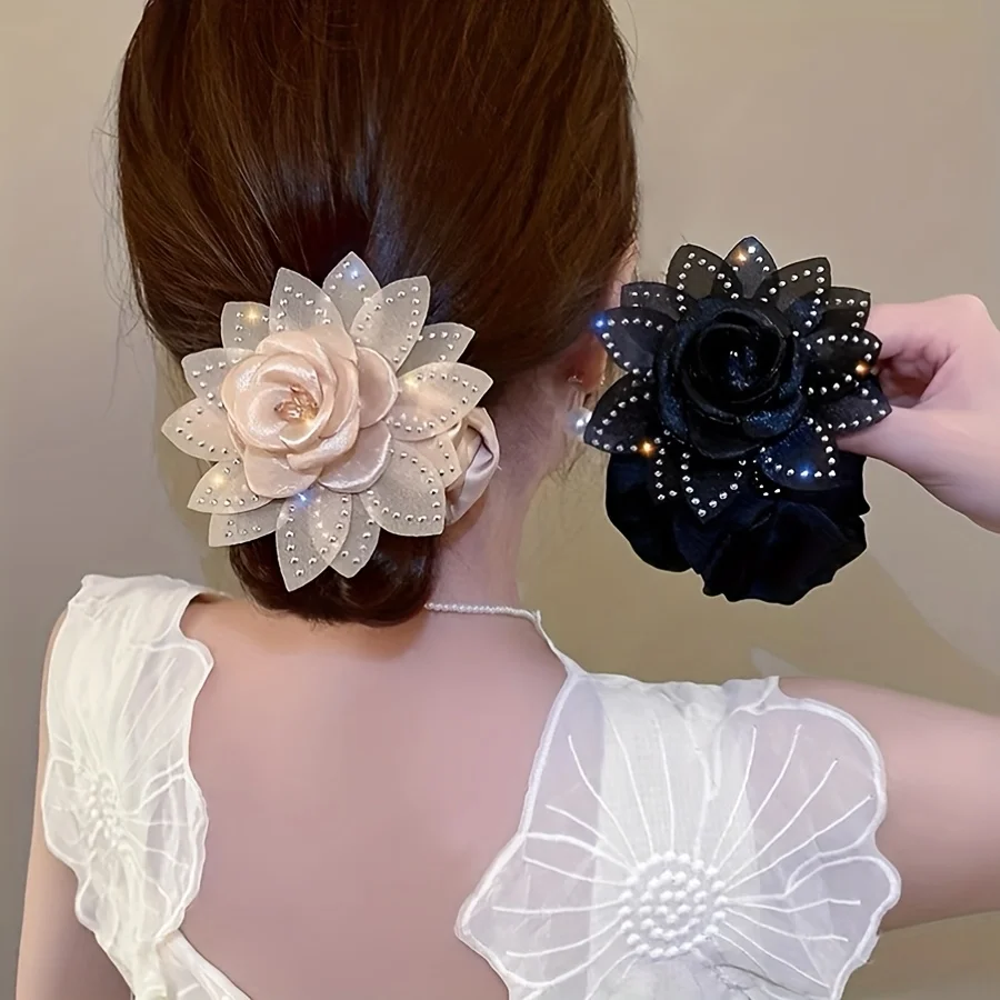 Temperament Water Diamond Mesh Rose Hair Hoop, Fashionable High Elasticity Tie Head Rope, Leather Stretching Does Not Hurt Hair, Durable Tie Head Rope with Meatballs, Suitable for Festival Gifts, Wear Hair Accessories for Daily Dress Up
Temperament Water Diamond Mesh Rose Hair Hoop, Fashionable High Elasticity Tie Head Rope, Leather Stretching Does Not Hurt Hair, Durable Tie Head Rope with Meatballs, Suitable for Festival Gifts, Wear Hair Accessories for Daily Dress Up