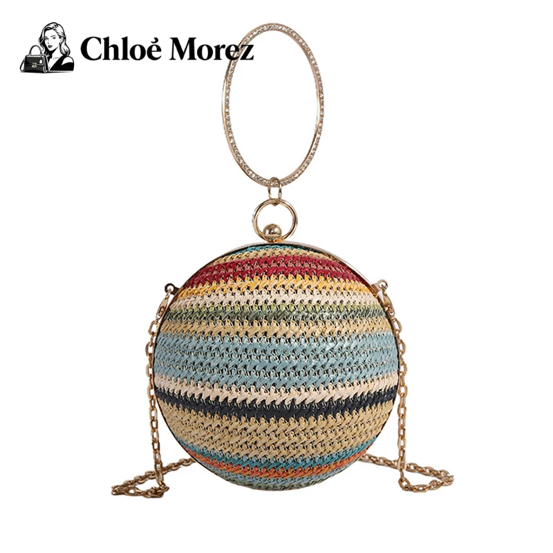 Rainbow Woven Straw Sphere Bag Bohemian Handmade Crossbody Circle Purse 
Rainbow Woven Straw Sphere Bag Bohemian Handmade Crossbody Circle Purse