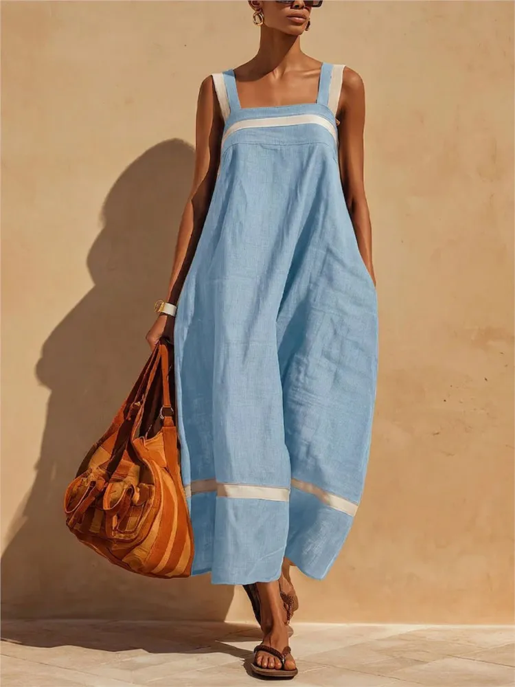 Summer New Loose Suspender Dress Woman's Solid Big Hem Long Dress Fashion Casual Simple Dresses For Women Holiday Party Vestidos
Summer New Loose Suspender Dress Woman's Solid Big Hem Long Dress Fashion Casual Simple Dresses For Women Holiday Party Vestidos