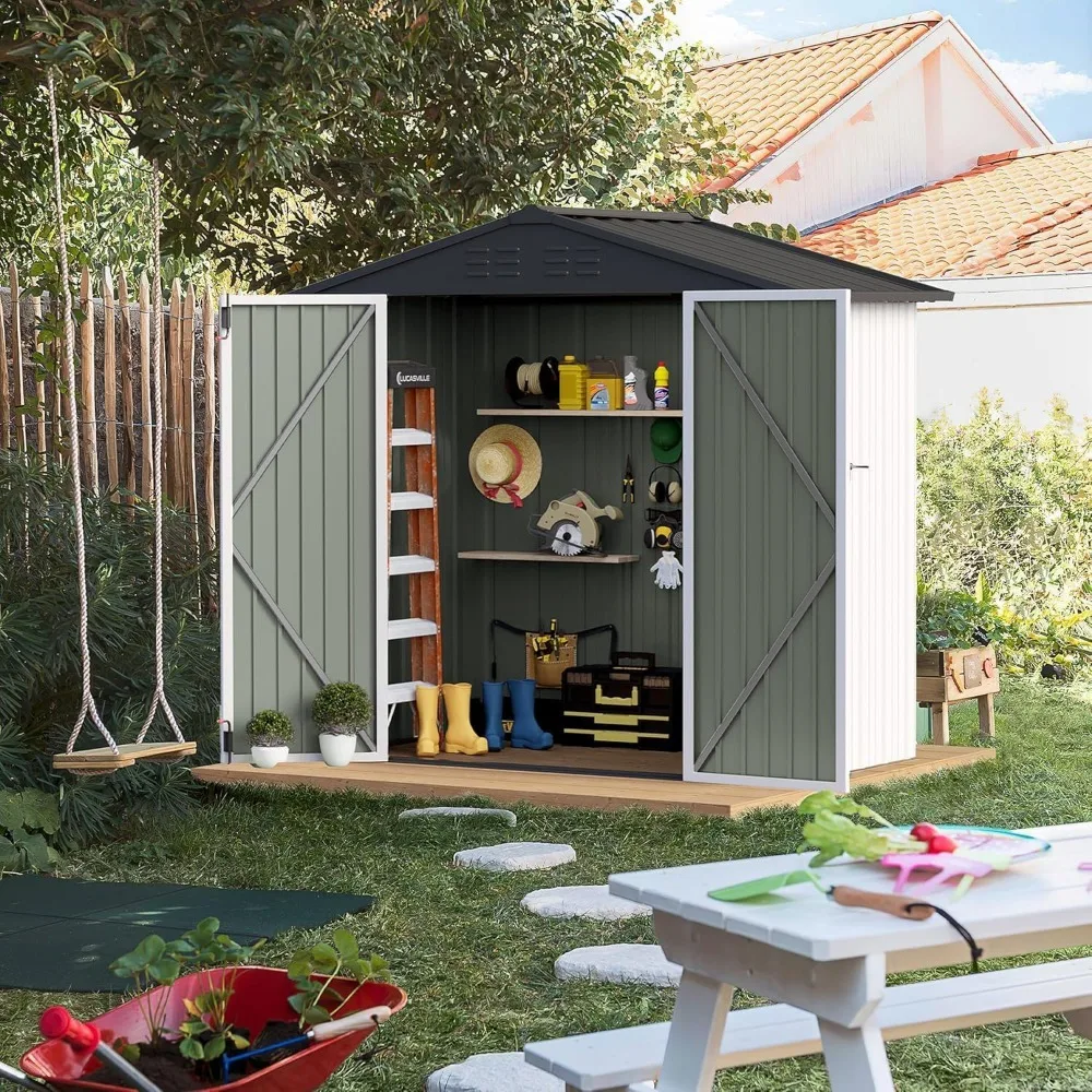 6x4 Ft Outdoor Storage Shed, Metal Garden Storage Shed with Single Lockable Door
6x4 Ft Outdoor Storage Shed, Metal Garden Storage Shed with Single Lockable Door