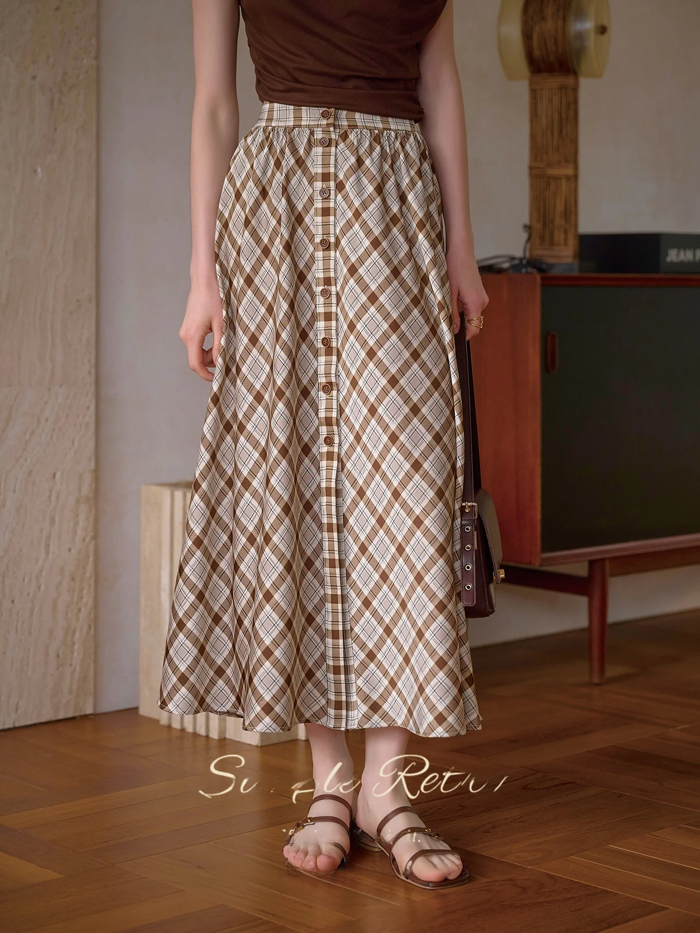 SimpleRetro Checkered A-Line Skirt Women's High Waist Commute Style Half Body Retro Design Cool Feeling Skirts
SimpleRetro Checkered A-Line Skirt Women's High Waist Commute Style Half Body Retro Design Cool Feeling Skirts