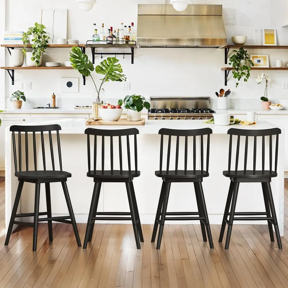 BONA 360 Swivel Bar Stools Set of 4, Black Windsor Barstools, Counter Height Barstool with Spindle Back, 24 inch Farmhouse Wood
BONA 360 Swivel Bar Stools Set of 4, Black Windsor Barstools, Counter Height Barstool with Spindle Back, 24 inch Farmhouse Wood