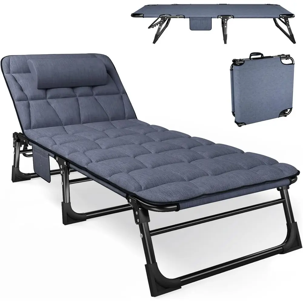 Padded Mattress Pillow Camping Cot, Adjustable Reclining Lounger, Ideal for Outdoors, Travel, and Office, Blue
Padded Mattress Pillow Camping Cot, Adjustable Reclining Lounger, Ideal for Outdoors, Travel, and Office, Blue