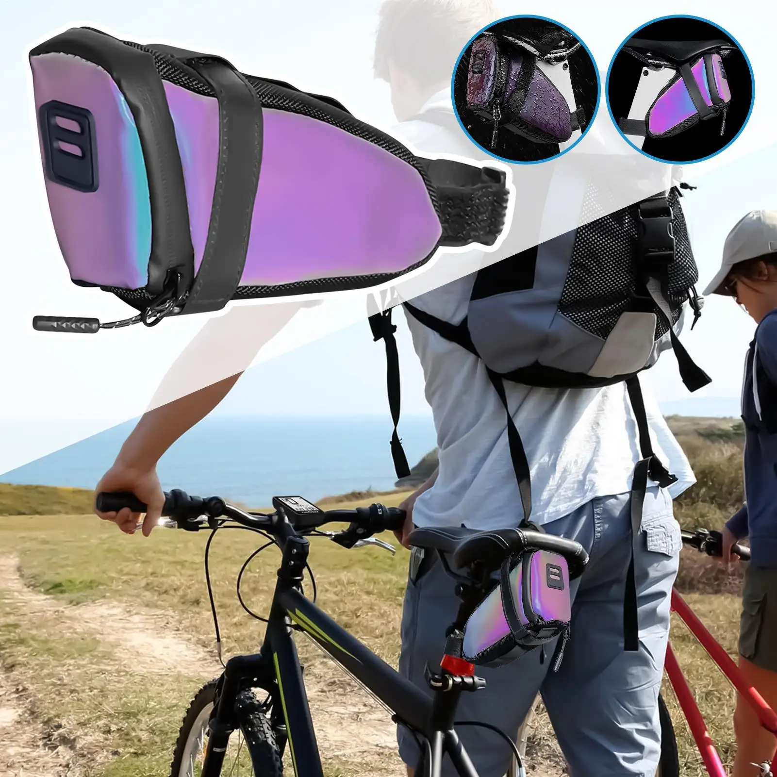 Bike Seat Bag Cycling Seat Pack For Mountain Road Bikes Reflective Cycling Accessories Wedge Pack For Fitness Cyclists Touring 
Bike Seat Bag Cycling Seat Pack For Mountain Road Bikes Reflective Cycling Accessories Wedge Pack For Fitness Cyclists Touring