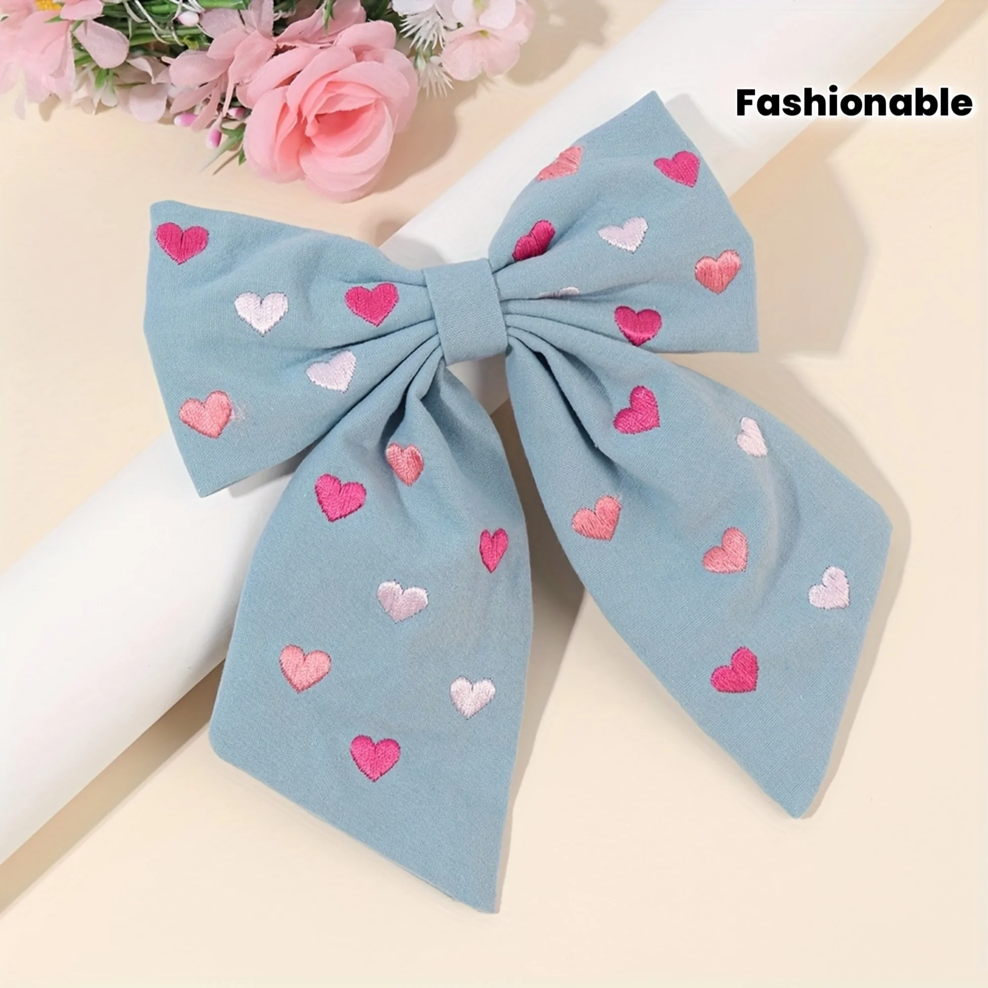 1 retro style bow hairpin, love embroidery pattern, fashionable hair accessories
1 retro style bow hairpin, love embroidery pattern, fashionable hair accessories