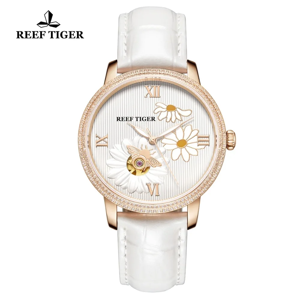 Reef Tiger/RT New Fashion Elegant Women Watch Sapphire Glass Waterproof Automatic Mechanical Watches Rose Gold Diamond Watch
Reef Tiger/RT New Fashion Elegant Women Watch Sapphire Glass Waterproof Automatic Mechanical Watches Rose Gold Diamond Watch