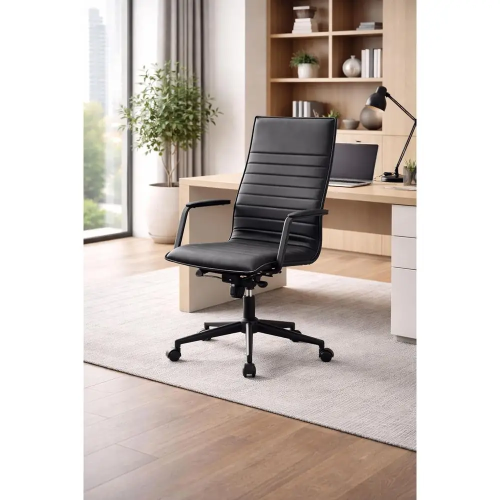 Ergonomic High-Back Office Desk Chair | Ribbed PU Leather, Metal Base | Adjustable Height, Lockable | Ideal for Computer Work or
Ergonomic High-Back Office Desk Chair | Ribbed PU Leather, Metal Base | Adjustable Height, Lockable | Ideal for Computer Work or