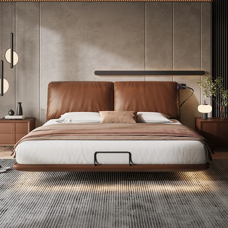 Premium Mid Century Italian Light Leather Elephant Ear Floating King Bed For Bedroom Foshan Factory Wholesale
Premium Mid Century Italian Light Leather Elephant Ear Floating King Bed For Bedroom Foshan Factory Wholesale