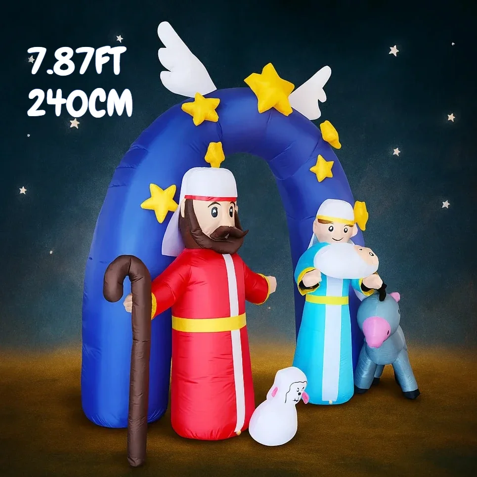 7.87FT Inflatable Toy Nativity Arch Donkey sheep with LED Lights Holiday Gifts Xmas Decorations for Yard Supplies Home Ornaments
7.87FT Inflatable Toy Nativity Arch Donkey sheep with LED Lights Holiday Gifts Xmas Decorations for Yard Supplies Home Ornaments