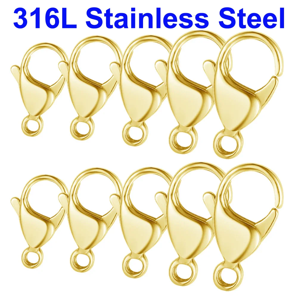 20/30/40 18k Real Gold Plated 316L Stainless Steel Mirror Polished Lobster Clasps Women Handmade Necklace Bracelet DIY Jewelry
20/30/40 18k Real Gold Plated 316L Stainless Steel Mirror Polished Lobster Clasps Women Handmade Necklace Bracelet DIY Jewelry