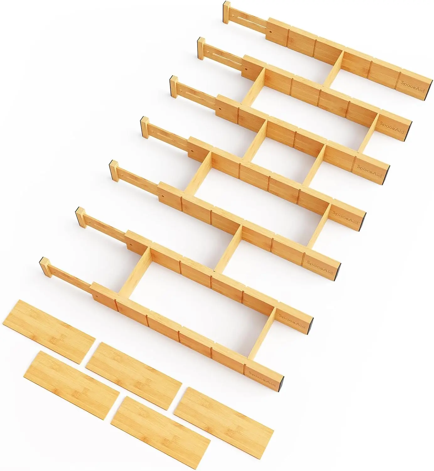 Adjustable Bamboo Drawer Organizers with Inserts and Labels, Expandable for Kitchen, Office, Dressers (17"-22")
Adjustable Bamboo Drawer Organizers with Inserts and Labels, Expandable for Kitchen, Office, Dressers (17"-22")