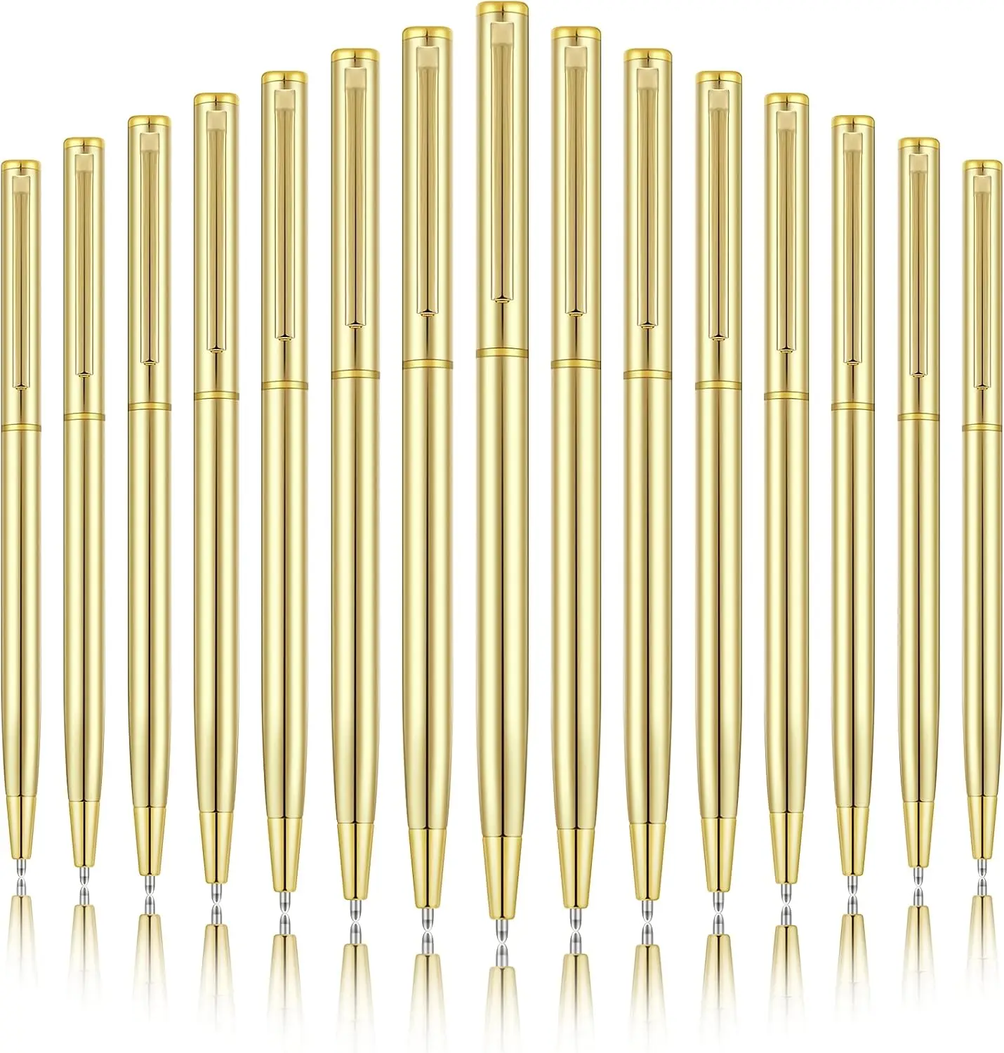 Zonon 15 Pieces Gold Metal Slim Ballpoint Pens Bulk Retractable Metallic Black Ink 1 mm Medium Point Smooth Writing Pens for Wedding Business Office Supplies Students Teachers Men Women Present
Zonon 15 Pieces Gold Metal Slim Ballpoint Pens Bulk Retractable Metallic Black Ink 1 mm Medium Point Smooth Writing Pens for Wedding Business Office Supplies Students Teachers Men Women Present