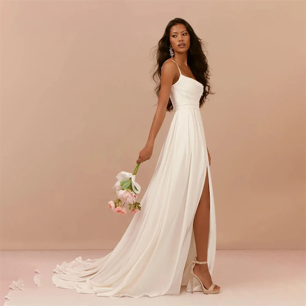 A Line Long Bridal Gowns Square Satin Simple Bride Dresses Back Button Wedding Dresses For Bride suknia ślubna
A Line Long Bridal Gowns Square Satin Simple Bride Dresses Back Button Wedding Dresses For Bride suknia ślubna