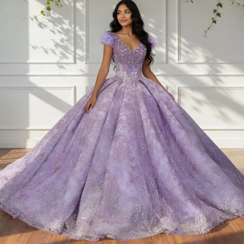 Elegant Purple V-Neck Cap Sleeve Quinceanera Dress Lace Up Back Beaded Bow Tiered Customizable Special Occasion Gown
Elegant Purple V-Neck Cap Sleeve Quinceanera Dress Lace Up Back Beaded Bow Tiered Customizable Special Occasion Gown