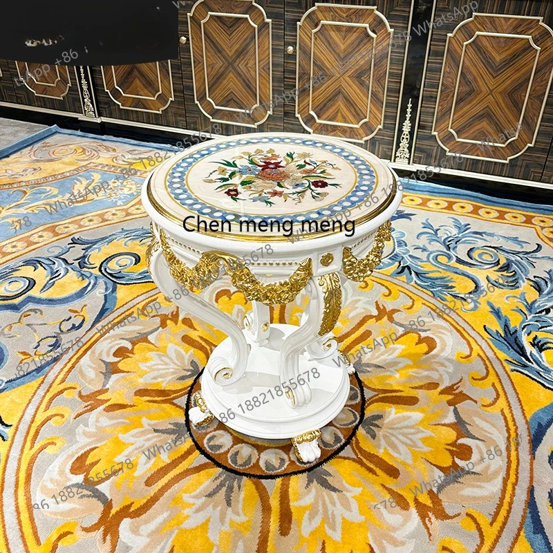 French solid wood small coffee table European shell veneer small round table living room sofa carved tea table
French solid wood small coffee table European shell veneer small round table living room sofa carved tea table