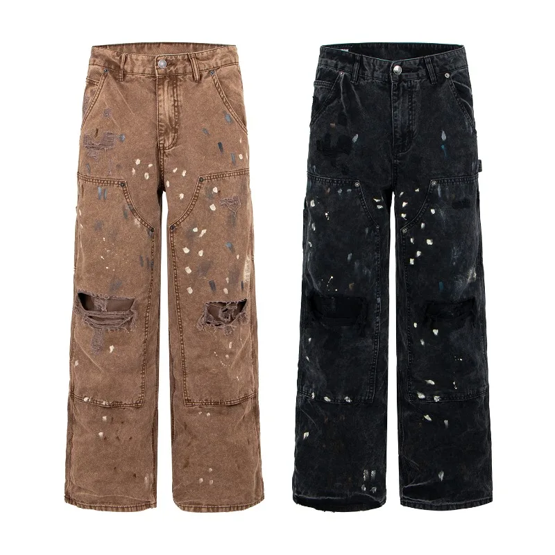 American Retro High Street Ripped Wide Leg Denim Pants for Men Fashion Y2k Vintage Men's Baggy Jeans Japan Korean Streetwear
American Retro High Street Ripped Wide Leg Denim Pants for Men Fashion Y2k Vintage Men's Baggy Jeans Japan Korean Streetwear