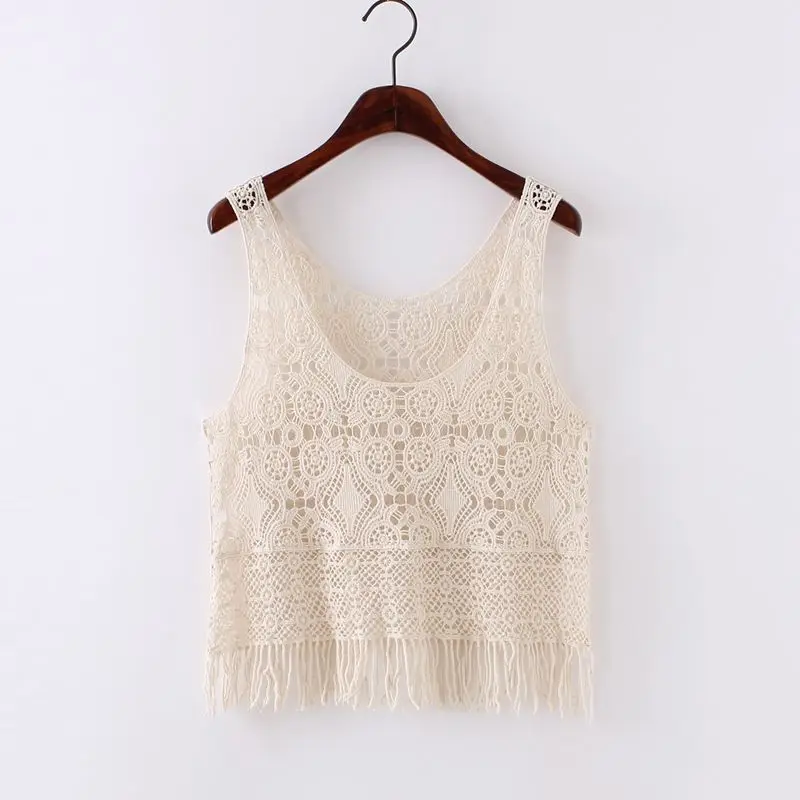 Women Summer Hollow Crochet Crop Tank Top Female Knit Lace Long Tassel Camisole Ladies Sleeveless See-Through Vest Cover Up G155
Women Summer Hollow Crochet Crop Tank Top Female Knit Lace Long Tassel Camisole Ladies Sleeveless See-Through Vest Cover Up G155