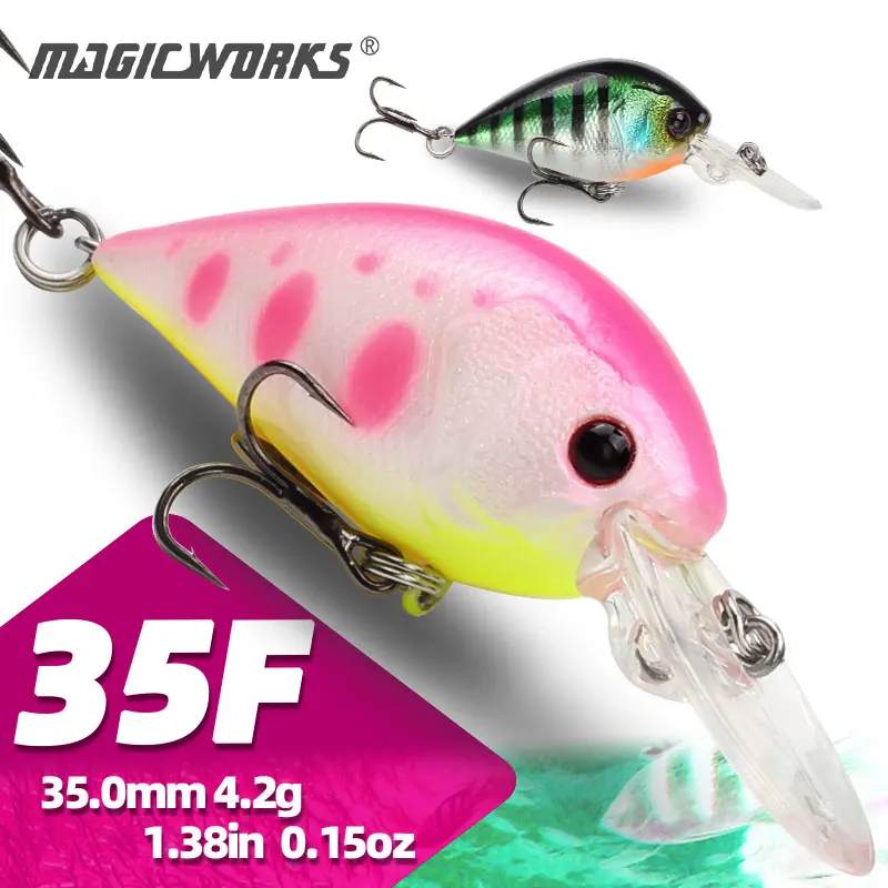 Magic Works Mini Crankbait Lure Wobblers 35mm DR 4.2g Small Crankbait Fishing Lures Carp Fishing Floating Bass Hard Lures Trout
Magic Works Mini Crankbait Lure Wobblers 35mm DR 4.2g Small Crankbait Fishing Lures Carp Fishing Floating Bass Hard Lures Trout