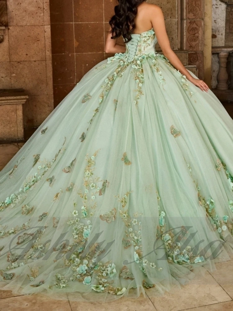 Customized Mint Green Princess 15th Girl Quinceanera Dress Flower Applique Lace Up Ballgown Prom Party Dress Vestido De xv Anos
Customized Mint Green Princess 15th Girl Quinceanera Dress Flower Applique Lace Up Ballgown Prom Party Dress Vestido De xv Anos